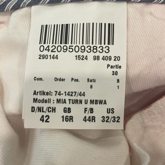 Sz 32 Brax Mia Turn Up peachy pink micro checked straight  leg zippered pants - Picture 6 of 16